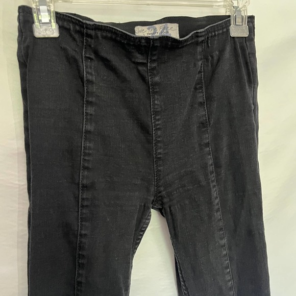 Free People We the Free Flare Pull-On Womens Jeans Size 24 Black Front Seam - Picture 2 of 11